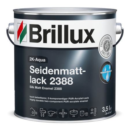 Brillux 2K-Aqua Seidenmattlack 2388 - weiß - 4 L inkl. Härte